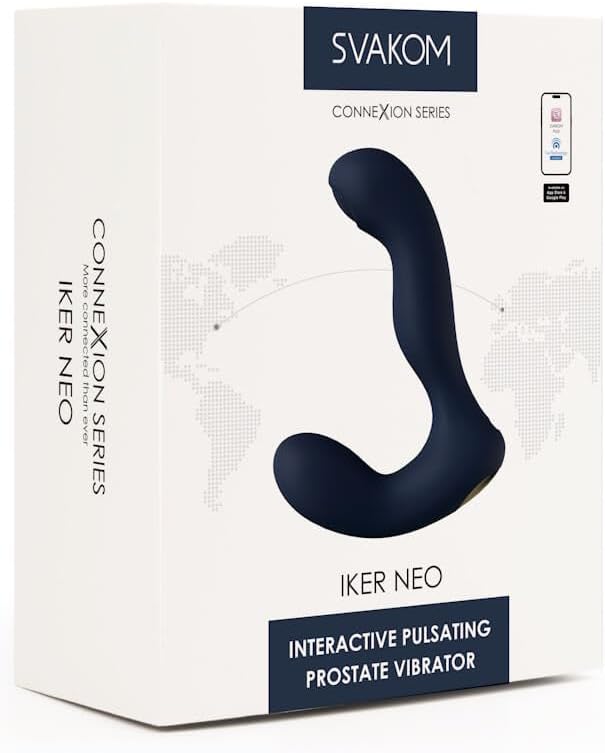 ker Neo Rechargeable Silicone App Compatible Prostate Vibrator - Navy Blue/Gold
