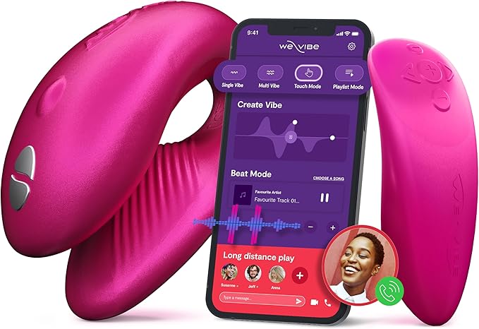We-Vibe Chorus Vibrating Sex Toys for Couples | Remote Control Vibrator | Wearable App Controlled Adult Toys for Women | G Spot, Clit & Penis Sexual Stimulation Device | Clitoral Couples Gift |Pink