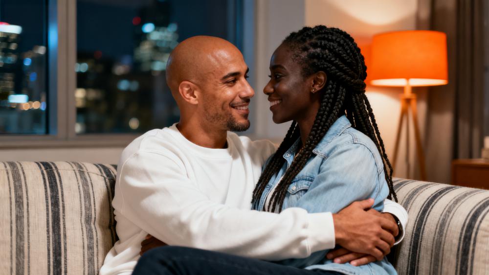 A diverse couple sharing a quiet, meaningful moment, illustrating the core theme to build intimacy 2025.