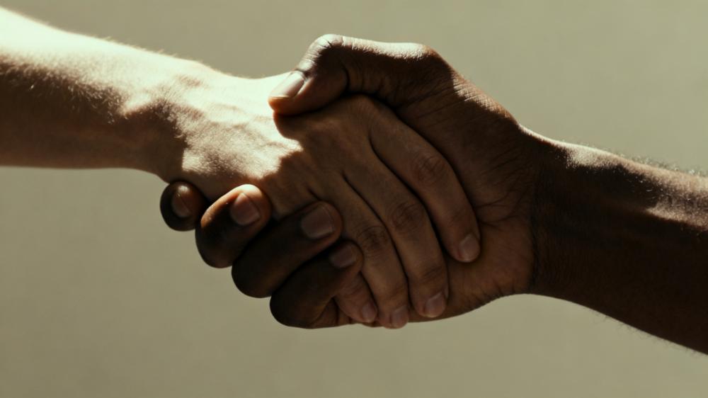 Close-up of two people's hands holding tightly, symbolizing the importance of real human connection to build intimacy 2025.