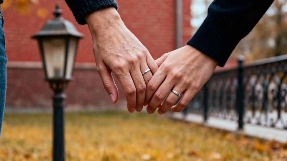 A close-up of a couple holding hands while walking, a simple but powerful example of how to build intimacy through daily physical affection.