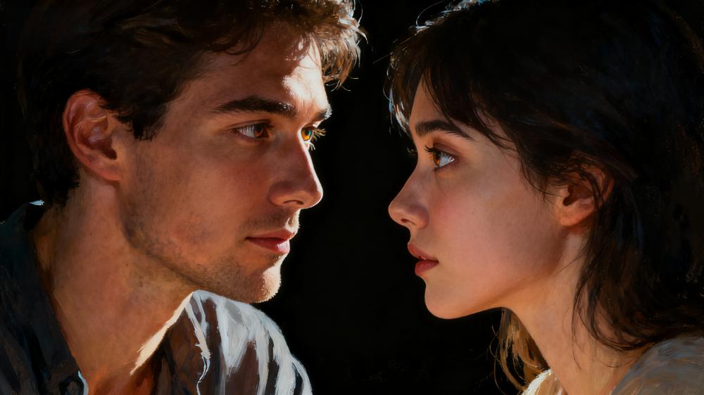 A couple deeply connecting through soul gazing, one of the more advanced daily intimacy tips for couples.