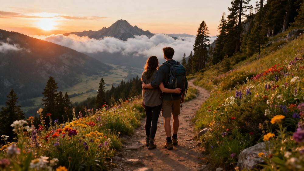 A couple on a hike, representing how shared health goals can improve lifestyle and intimacy.