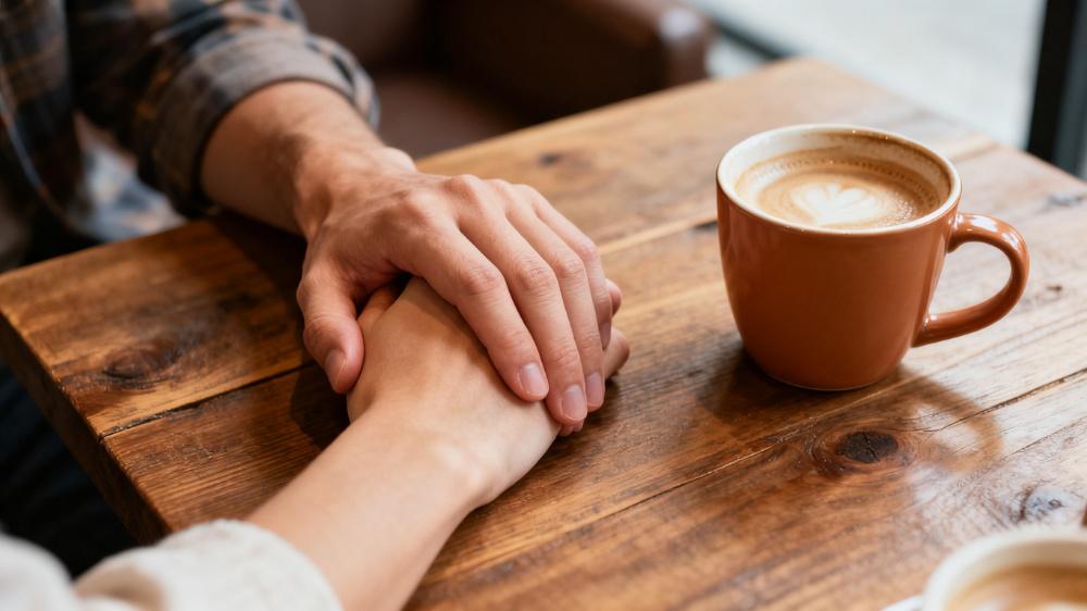 A couple sharing a quiet, empathetic moment, symbolizing the emotional safety crucial for relationship trust.